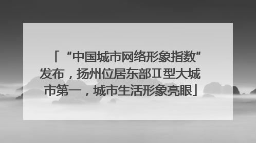 “中国城市网络形象指数”发布，扬州位居东部Ⅱ型大城市第一，城市生活形象亮眼