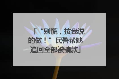 “别慌，按我说的做！”民警帮她追回全部被骗款