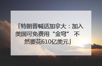 特朗普喊话加拿大：加入美国可免费用“金穹” 不然要花610亿美元