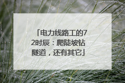 电力线路工的72时辰：爬陡坡钻隧道，还有其它