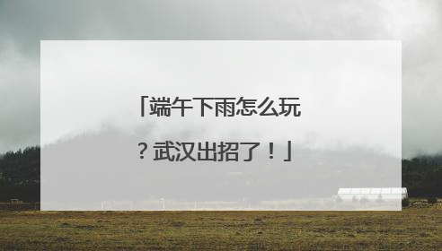 端午下雨怎么玩？武汉出招了！