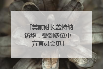 美前财长盖特纳访华，受到多位中方官员会见