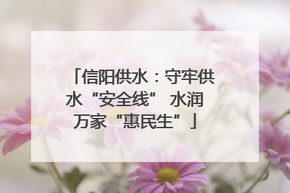 信阳供水：守牢供水“安全线” 水润万家“惠民生”