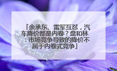 余承东、雷军互怼，汽车降价都是内卷？盘和林：市场竞争导致的降价不属于内卷式竞争
