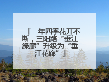 一年四季花开不断，三阳路“垂江绿廊”升级为“垂江花廊”