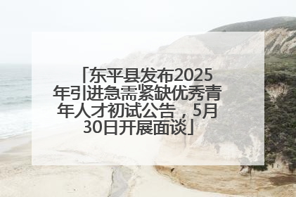 东平县发布2025年引进急需紧缺优秀青年人才初试公告，5月30日开展面谈