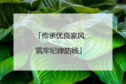 传承优良家风 筑牢纪律防线