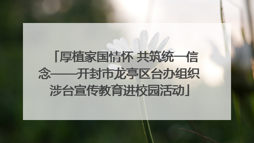 厚植家国情怀 共筑统一信念——开封市龙亭区台办组织涉台宣传教育进校园活动