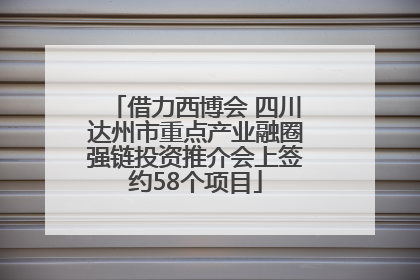 借力西博会 四川达州市重点产业融圈强链投资推介会上签约58个项目