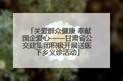 关爱群众健康 奉献国企爱心——甘肃省公交建集团积极开展送医下乡义诊活动