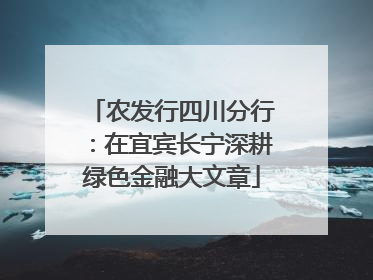 农发行四川分行：在宜宾长宁深耕绿色金融大文章