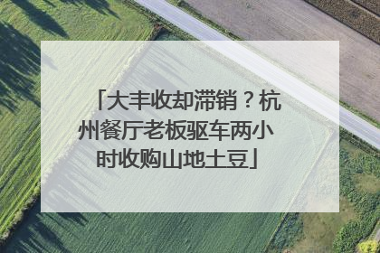 大丰收却滞销？杭州餐厅老板驱车两小时收购山地土豆