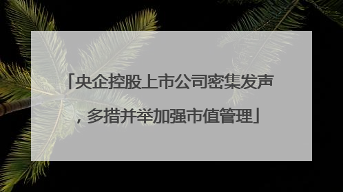 央企控股上市公司密集发声，多措并举加强市值管理