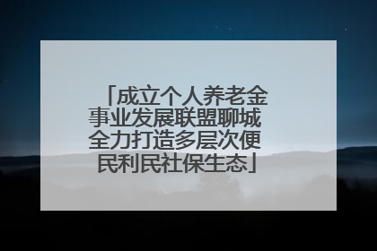 成立个人养老金事业发展联盟聊城全力打造多层次便民利民社保生态