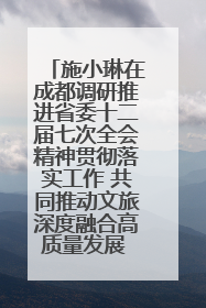 施小琳在成都调研推进省委十二届七次全会精神贯彻落实工作 共同推动文旅深度融合高质量发展 加快打造支柱产业民生产业幸福产业