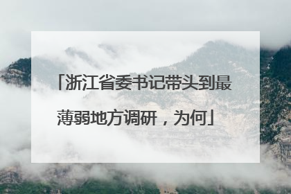 浙江省委书记带头到最薄弱地方调研，为何