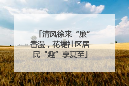 清风徐来“廉”香漫，花堤社区居民“趣”享夏至