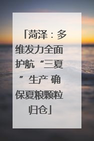 菏泽：多维发力全面护航“三夏”生产 确保夏粮颗粒归仓