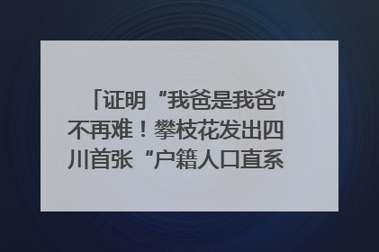 证明“我爸是我爸”不再难！攀枝花发出四川首张“户籍人口直系亲属关系谱”