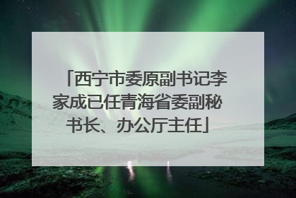西宁市委原副书记李家成已任青海省委副秘书长、办公厅主任