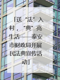 送“法”入村，“典”亮生活——泰安市财政局开展民法典宣传活动