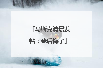马斯克清晨发帖：我后悔了