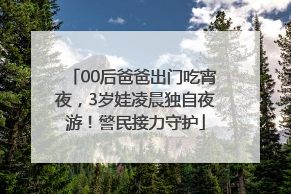 00后爸爸出门吃宵夜，3岁娃凌晨独自夜游！警民接力守护
