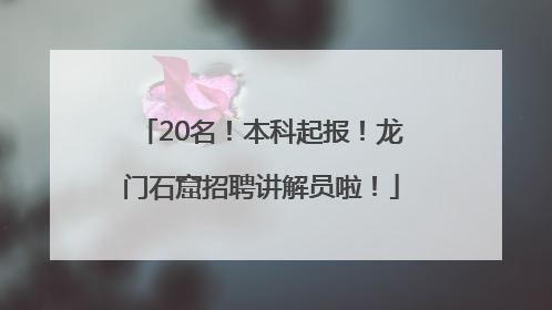 20名！本科起报！龙门石窟招聘讲解员啦！