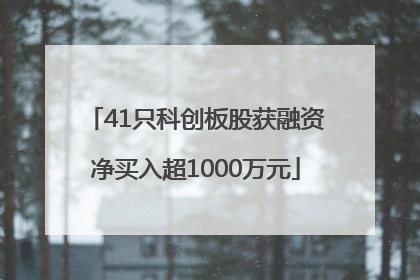 41只科创板股获融资净买入超1000万元